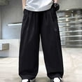 thumbnail image 6 of HAPIMO Boys Kids Drapey Wide Leg Pants Elastic Waist Lightweight Trousers for Loungewear and Daily Wear Black 120, 6 of 6