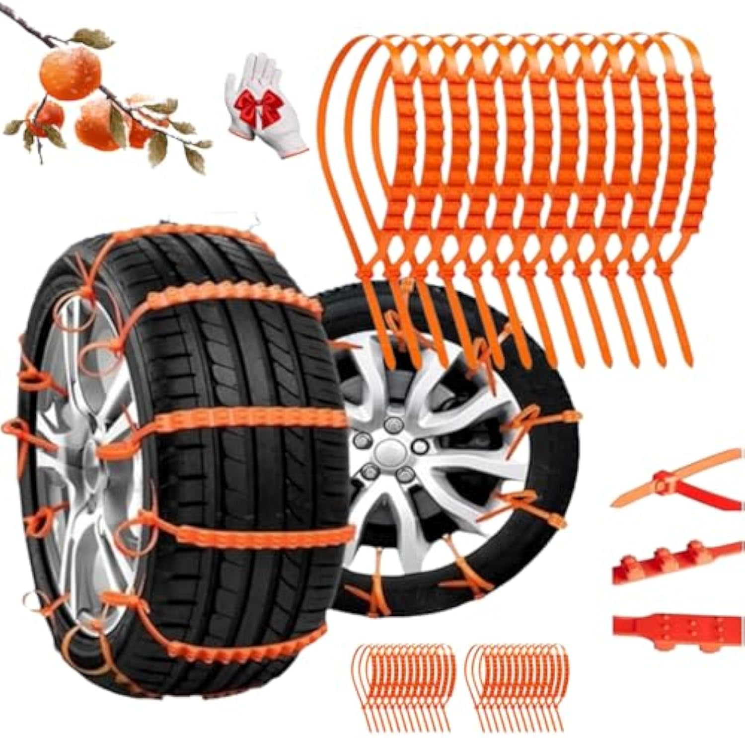 Super Z 6 Compact Cable Tire Snow Chain Set for Cars, Trucks, and