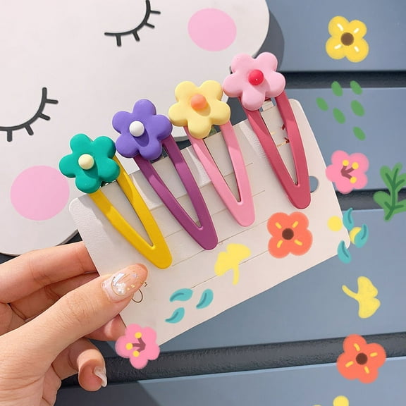 HINTRMENT 6Pcs Flower Shape Metal Hair Clip Barrettes For Girls Toddlers Women Assorted Color Easy to Clip Daily Wear