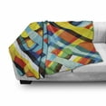 thumbnail image 3 of Colorful Soft Flannel Fleece Blanket, Vivid Colored Lines Stripes with Diagonal Elements Retro Layout with Modern Touch, Cozy Plush for Indoor and Outdoor Use, 70" x 90", Multicolor, by Ambesonne, 3 of 6
