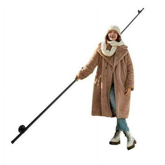 13FT Loft Pipe Handrail for Stairs with 4 Wall Support Industrial Black Iron