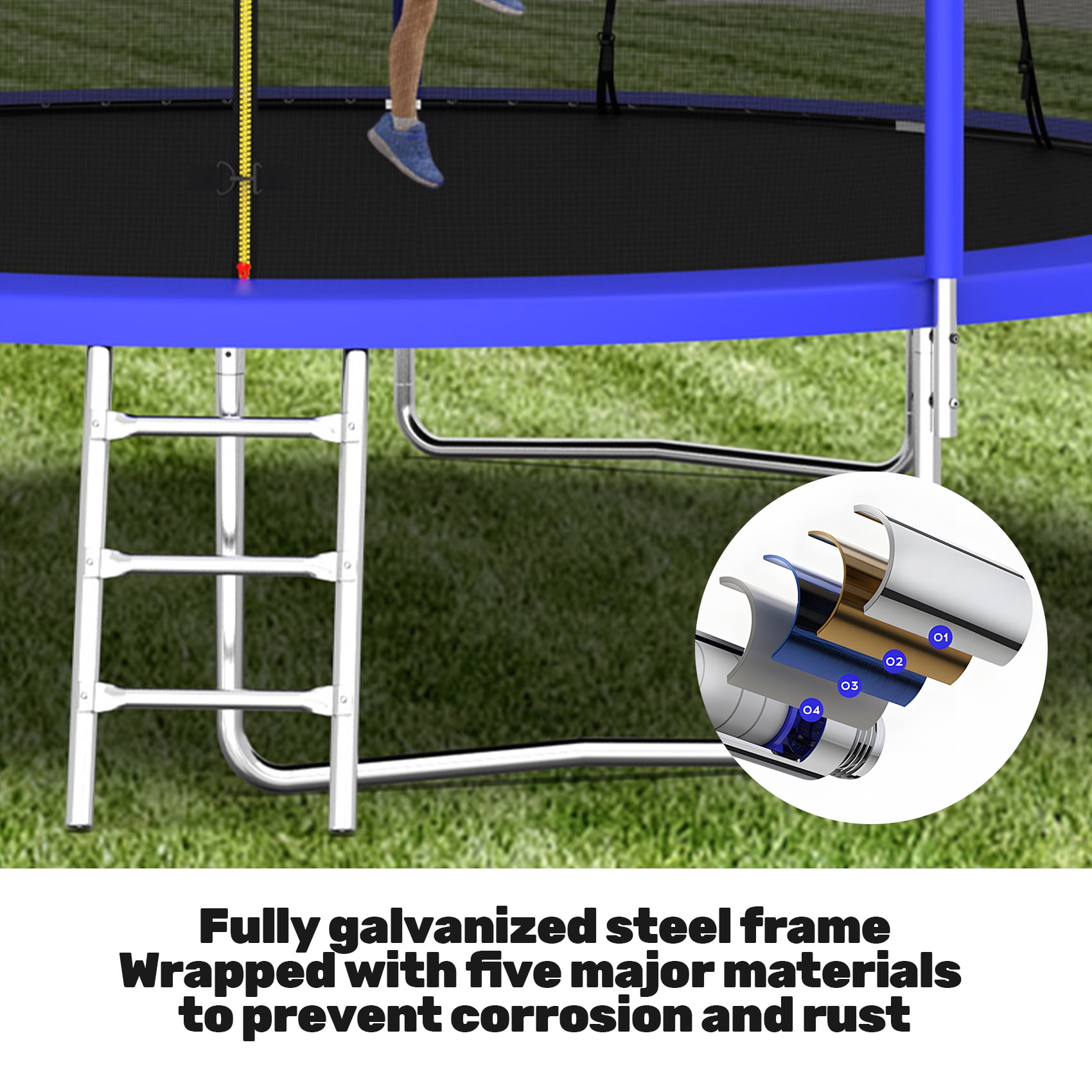 Alvantor 14Ft Trampoline for Kids Age 3-10, Round Trampolines with Basketball Hoop & Enclosure Net for Backyard Yard,Blue