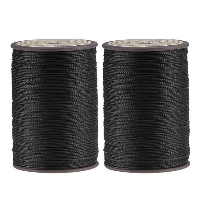 Unique Bargains 2 Pack Thin Waxed Thread 175 Yards 0.45mm Polyester String Cord for Machine Sewing Hand Quilting Weaving, Black