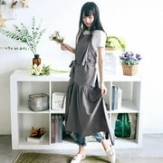 Fishtail Apron for Women Soft Cotton Japanese Style Artists Smock Kitchen Baking with Pockets