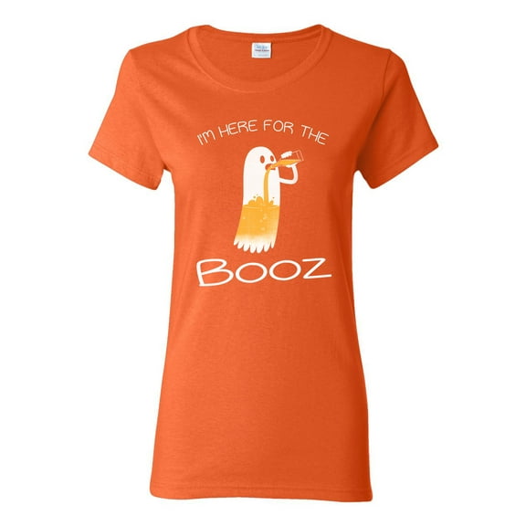 Ladies New I'm Here For The Booz Ghost Halloween Funny DT T-Shirt Tee