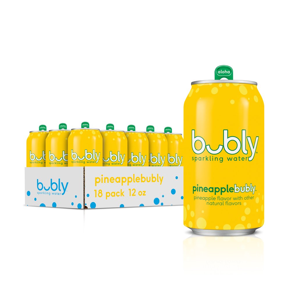 (18 Cans) bubly Sparkling Water, Pineapple, 12 fl oz