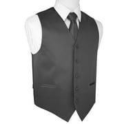 Italian Design, Men's Tuxedo Vest, Tie & Hankie Set - Charcoal
