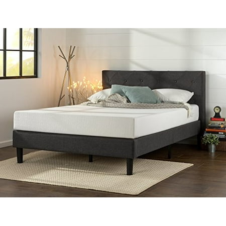 Zinus Shalini Upholstered Diamond, Blackstone Upholstered Square Stitched Platform Bed Gray Queen