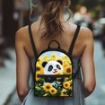 thumbnail image 4 of HELLHERO Panda Sunflower Theme Daypack for Work Travel, Front Pocket Small Travel Backpack Polyester Lightweight Mini Backpack, 4 of 8