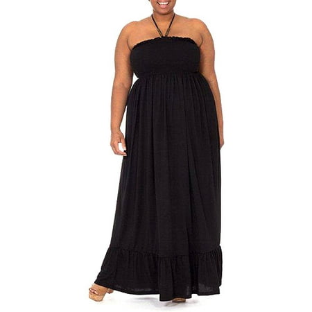 Plus Moda Women's Plus-Size Strapless Knit Maxi Dress - Walmart.com