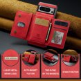 thumbnail image 3 of 2 In 1 Wallet Case Compatible with Google Pixel 8 Pro, Premium PU Leather Phone Case Back Cover Magnetic Detachable with Trifold Wallet Card Holder Pocket for Google Pixel 8 Pro, Red, 3 of 10