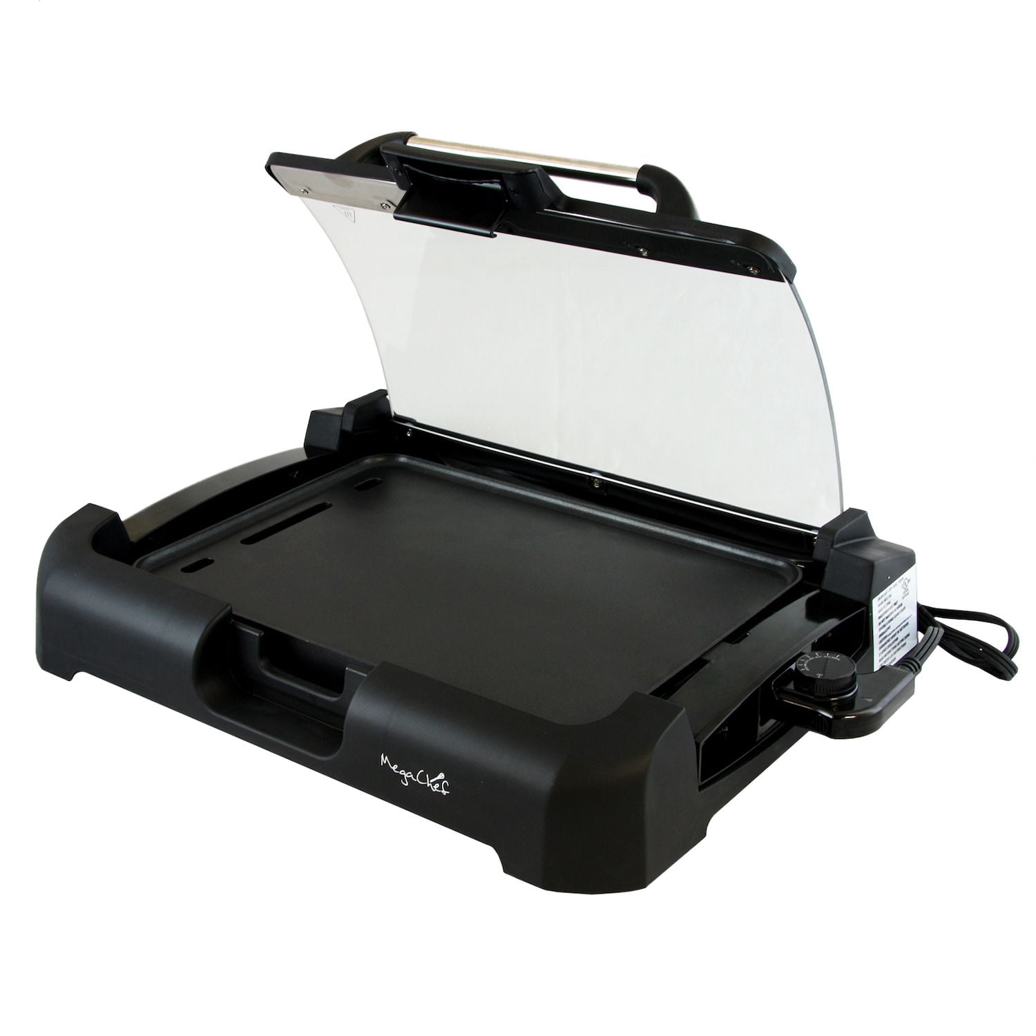 MegaChef 15 in Reversible Electric Griddle - Non-Stick, Removable Glass Lid