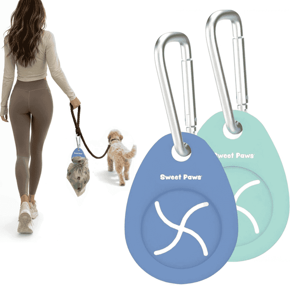 Sweet Paws Bag Charm Holder for Filled Dog Poop Bags - Blue/Green