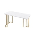 thumbnail image 3 of Benjara Writing Desk with Metal Curved Sled Base and Floor Protectors, White, 3 of 5