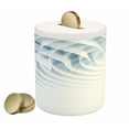 thumbnail image 1 of Geometric Piggy Bank, Futuristic Digital Spirals with Dimensional Line Features Vortex Inspired Print, Ceramic Coin Bank Money Box for Cash Saving, 3.6" X 3.2", Pale Blue, by Ambesonne, 1 of 4