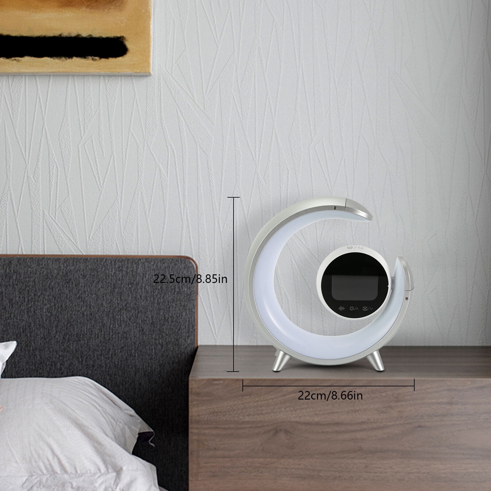 Family Children's Room Round Bedside Night Light Wireless Bedside Lamp Atmosphere LED Lamp with Bluetooth Speaker & Alarm Clock Night Light Bedroom Night Lamp