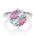 thumbnail image 2 of Gem Stone King 925 Sterling Silver Pink Moissanite and Sky Blue Aquamarine Ring for Women (1.91 Cttw, Heart Shape 5MM, Gemstone Birthstone, Size 8), 2 of 3