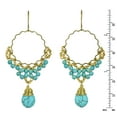 thumbnail image 2 of Ornament Green Turquoise Teardrop Brass Dangle Earrings, 2 of 4