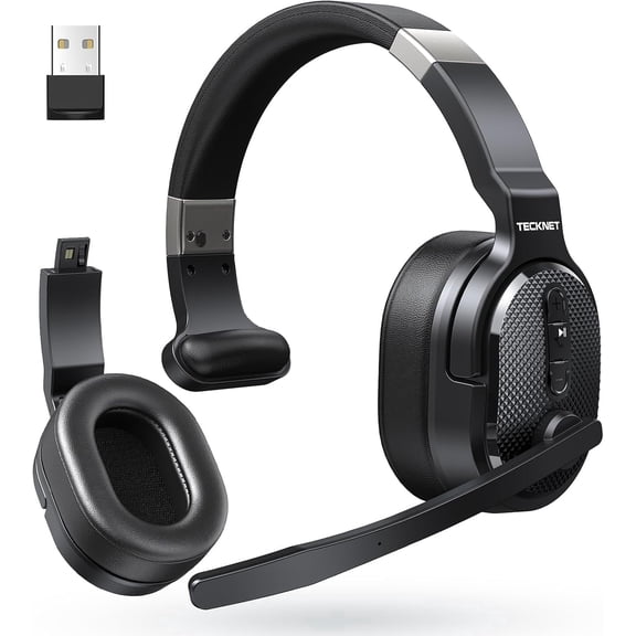 Bluetooth Headset,Trucker Bluetooth Headset with Noise Cancelling Microphone for Work Noise Cancelling,50H HD Talktime Wireless Headsets with Detachable Earpad