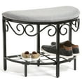 thumbnail image 3 of Mango Steam Half Moon Shoe Bench - Vanity Seat/Dressing Stool/Makeup Chair - White, 3 of 5