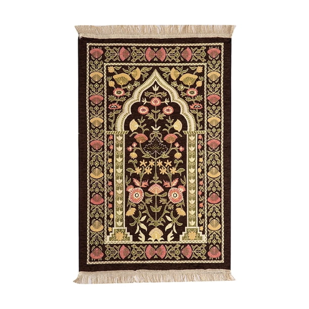 Alfombra de oración musulmana, portátil, para arrodillarse, para hombres y mujeres, ideal para Ramadán. Color café