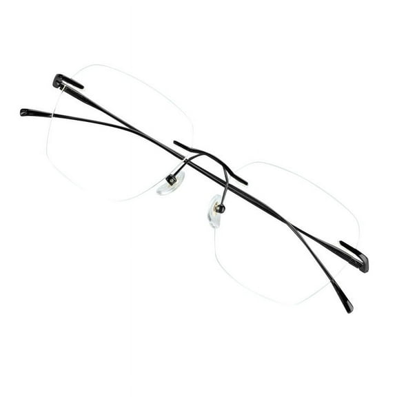 VisionGlobal Pure Titanium Frame for men/women Blue Light Blocking,Hand-set Diamond Fashion Glasses (Black Clear, No Magnification)