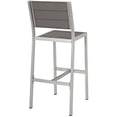 thumbnail image 3 of Modway Shore 29.5" Aluminum & Wood Patio Bar Stool in Gray and Silver (Set of 2), 3 of 5