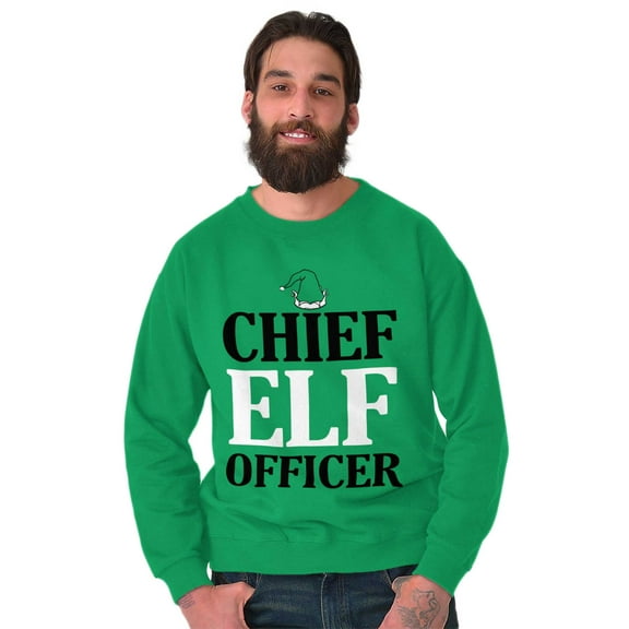Xmas Chief Elf Officer Santa Helper Sweatshirt for Men or Women Brisco Brands M