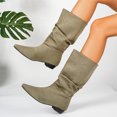 thumbnail image 6 of Willtoo Women's Faux Suede Mid Calf Boots, Slouchy Ruched Flat Boots with Pointed Toe, Comfortable Pull-On Low Heel Casual Shoes, 6 of 6