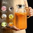 thumbnail image 3 of PARACITY Glass Pitcher Squama Designed 64 oz, High Borosilicate Water Pitcher, Iced Tea Pitcher with Stainless steel Lid and Handle,  for Iced Tea, Juice, Milk, 3 of 7