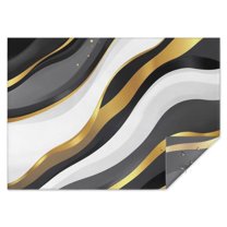 Black White Gold Wave Marble Rectangle Tablecloth 60"x84",Waterproof Polyester Rectangle Table Cloth, Wipeable Spillproof Polyester Tablecloth for Dining, Camping, Indoor and Outdoor