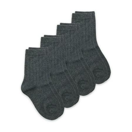 Jefferies Socks Kids Socks, 4 Pack School Uniform Rib Cotton Crew Socks (Little Kids & Big Kids)