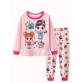 thumbnail image 3 of Children and girls butterfly print long sleeve round neck 2 pajamas set, 3 of 5