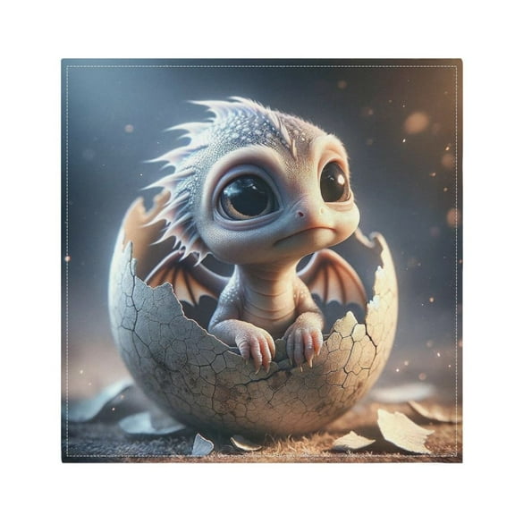 JSTEL Cute Baby Dragon Cloth Napkins Set of 1, 20x20 Inch Washable and Reusable Napkin for Decoupage Dinner Party Everyday Use