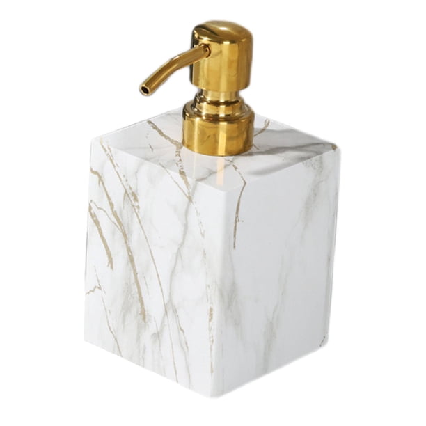 Dispensador de jabón manual con textura de mármol, dispensador de jabón líquido para manos, loción a prueba de fugas Oro