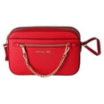 thumbnail image 3 of Michael Kors Women's Leather Solid Print Zipper Crossbody Bag, Bright Red, 3 of 8