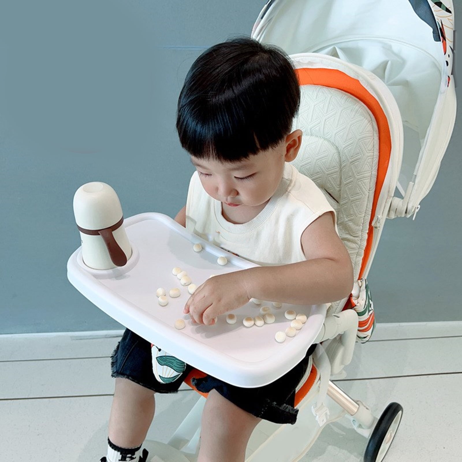Convenient Strollers Feeding Tray ABS Plastic Strollers Cup Holder Snacks Tray Design Easy to Clean For Active Parents