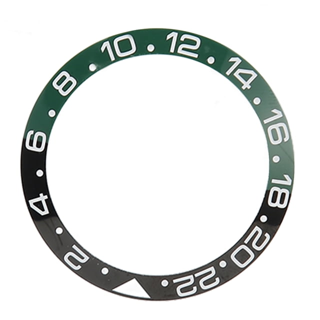 Anillo de inserción de bisel de reloj GMT de 38 mm de diámetro Base verde negra Carácter blanco Anillo de base de inserción de bisel de cerámica