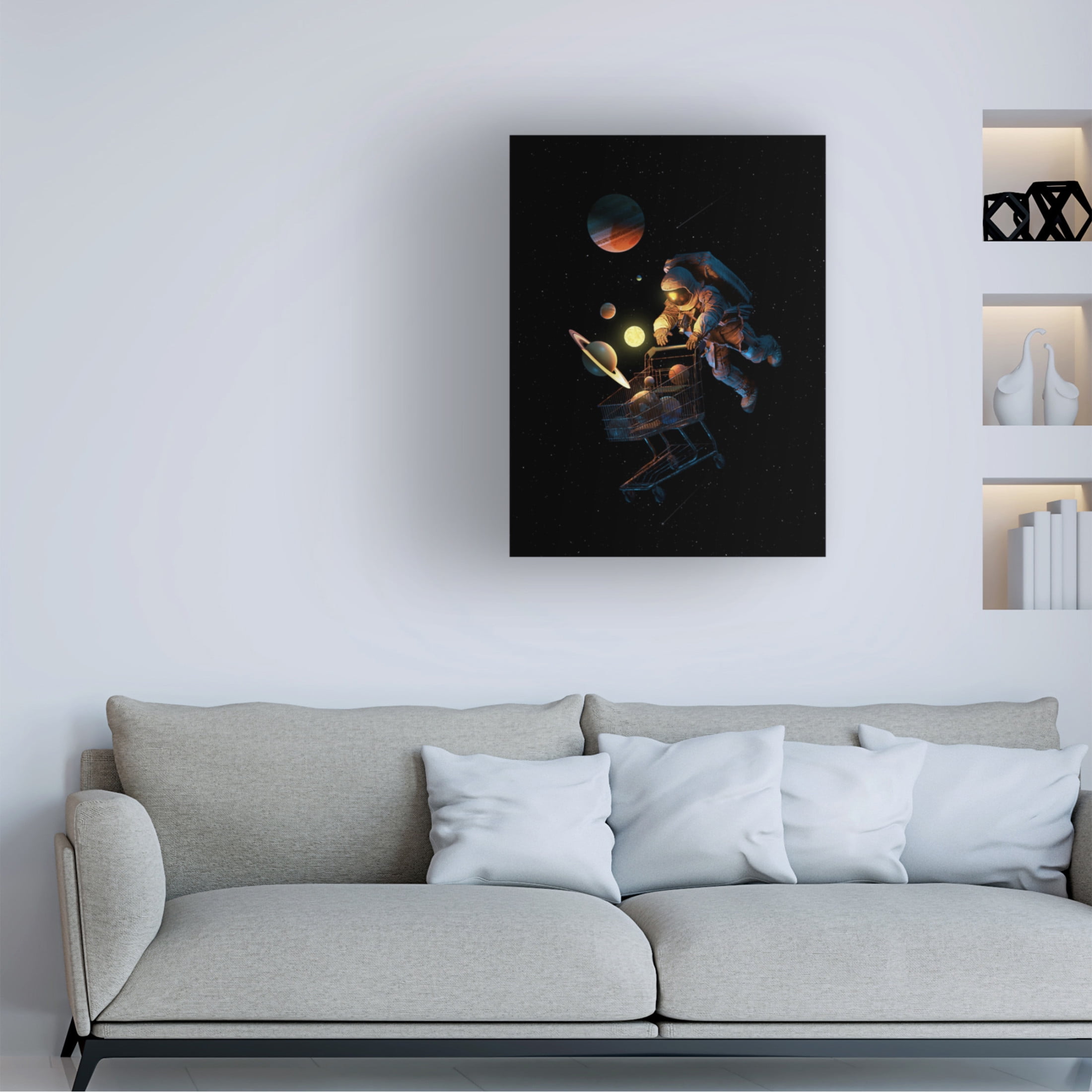 Canvas Wall Art - Francis Minoza 'Space Cart Print' Wall Art for Living Room, Bedroom, or Office D?cor by Trademark Fine Art - 14 x 19 Inches
