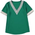 thumbnail image 2 of Womens Short Sleeve Summer Tops Lace Trim V Neck Blouses Casual Shirts, 2 of 6