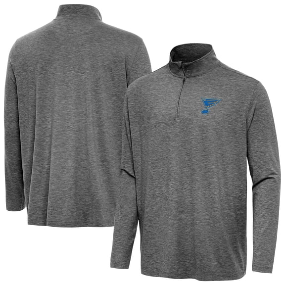 Men's Antigua Heather Black St. Louis Blues Hunk Lightweight Quarter-Zip Pullover