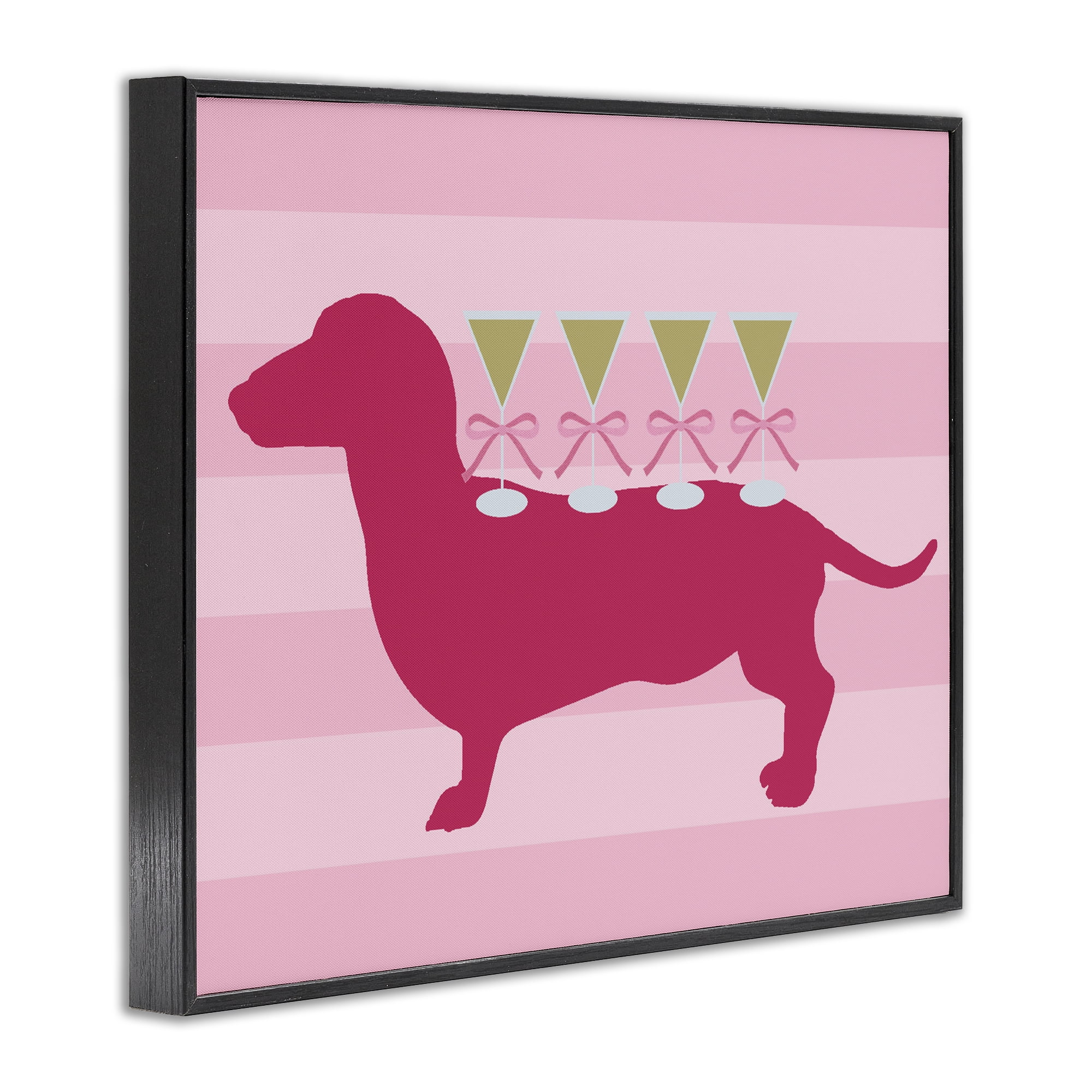 Stupell Industries Pink Dachshund With Martinis Black Framed Giclee Art, design by Lil' Rue