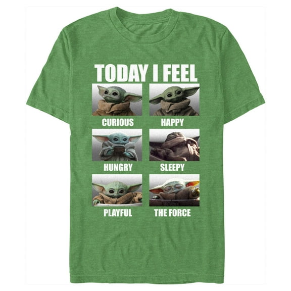 Men's Star Wars: The Mandalorian Grogu Today I Feel Scenes Graphic Tee Kelly Heather X Large
