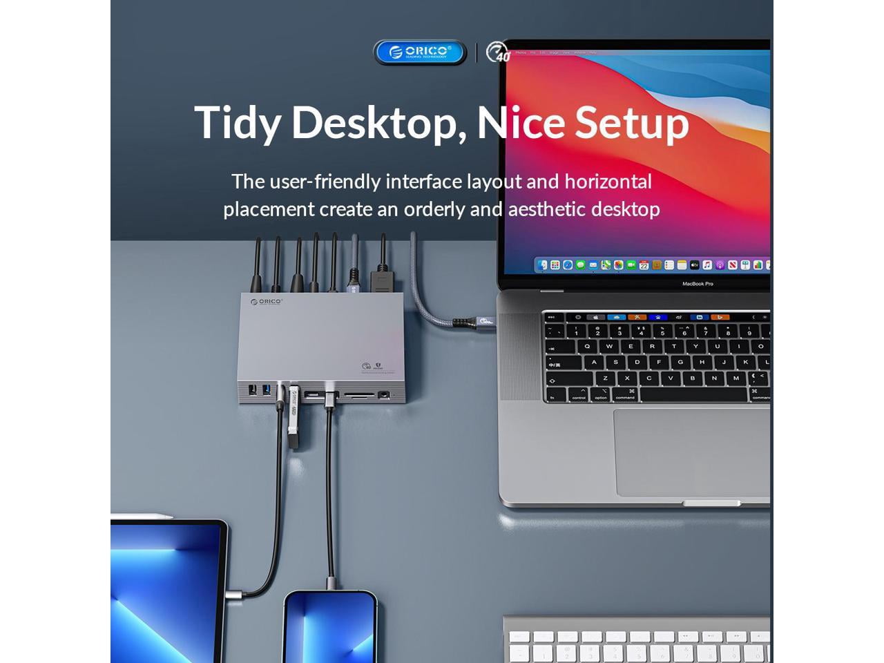 ORICO Laptop Dock Station 15 in 1 Triple Display USB C Docking Station USB Extender USB C Hub Adapter for MacBook & Window w/ DP1.4 8K@60Hz,with Thunderbolt 3 x2,RJ45,SD/TF Ports SD & Audio Ports etc
