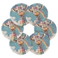 thumbnail image 2 of Haosy Set of 6 Drink Woven Coaster with Holder Heat Resistant Non-Slip Bar Coasters 4 Inches Colorful Spots Giraffe and Rainbow, 2 of 7