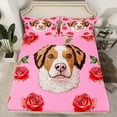thumbnail image 2 of Feelyou Kawaii Dalmatian Dog Bed Sheets, Fashion Red Rose Floral King Sheets, Teens Kids Boys Girls Sheet Set, Ultra Soft Bedroom Decor, 4-Piece, 2 of 7