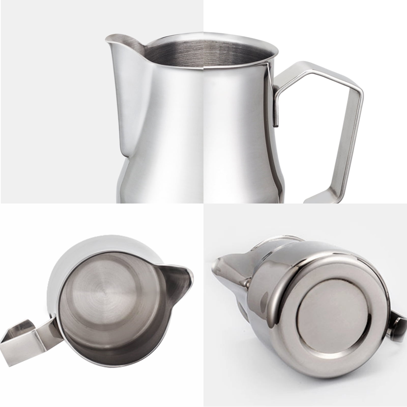 Easyworkz Espresso Steaming Pitcher Stainless Steel 15 oz Coffee Frothing Picther Milk Jug Cappuccino Latte Art Cup, Chrome