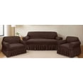 thumbnail image 2 of Cubre Sala Con Falda De Olan Fundas Protector Stretch 3 Set chocolate, 2 of 2