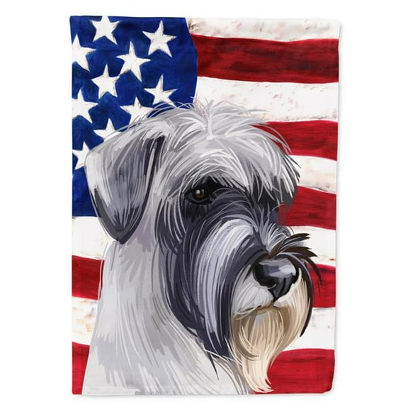 Standard Schnauzer White American Flag Garden Flag