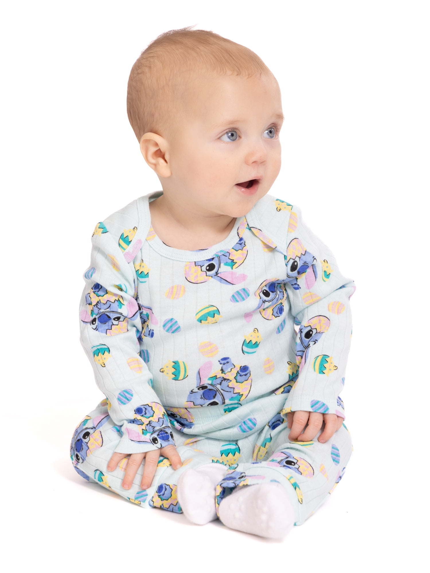 Disney Stitch Unisex Baby Easter Long Sleeve Bodysuit with Matching Joggers, 2-Piece Set, Sizes Newborn-12M